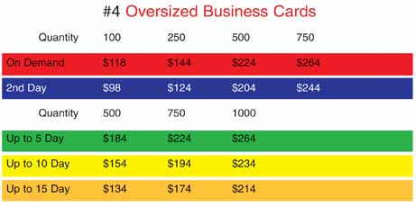 Cover #4: "Oversized Bus. Cards": Flat : 4.25" x 3.5" 4/4
