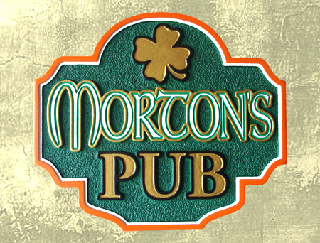 Y27596 - Carved Irish Pub Sign with Shamrock
