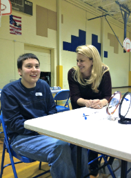 Melinda Jennis' son Jacob pictured with Ms. McHenry at William Annin Middle School