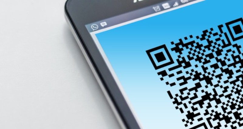 QR code placed on a phone screen