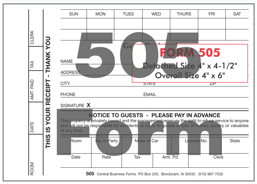 Guest Registration, Registration cards and forms