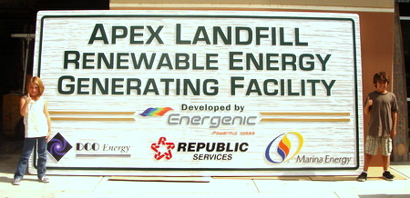 S28061- Large 16 ft long Sandblasted sign for Apex Landfill