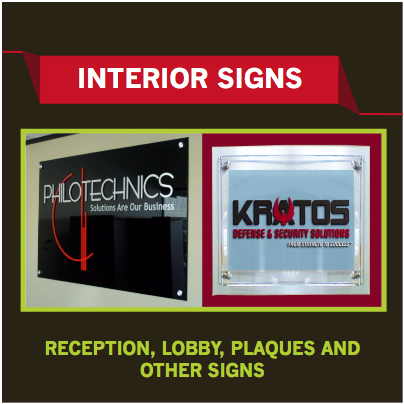 Click Here for Reception, Lobby, Plaques and Other Interior Signs