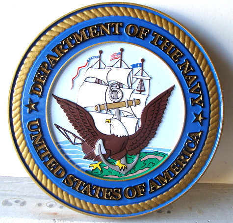 V31205 - Carved Wall Plaque of the Great Seal of the Navy (Version 2)