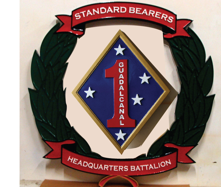 V31422A - Carved Wood Wall Plaque for USMC First Division "The Old Breed"