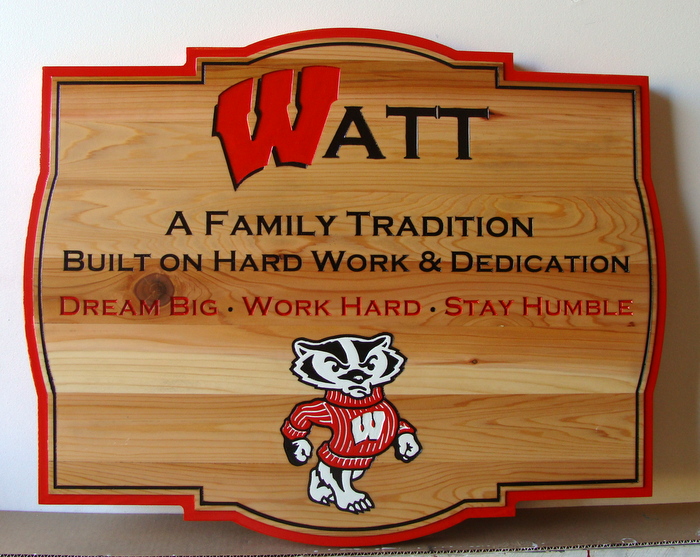 O24448 - Cedar Wood Watt Family Plaque