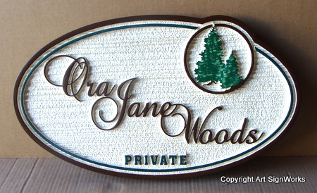 M22047 - Property Sign with Spruce Trees
