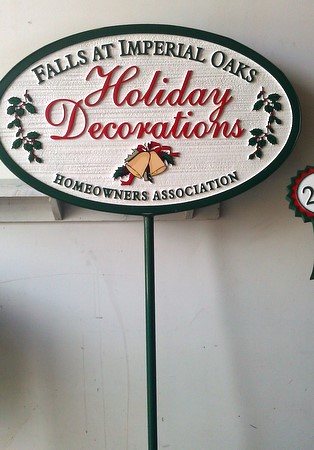 KA20951- Sign with Removeable Iron Stake for Winner of HOA "Home Holiday Decorating Contest"