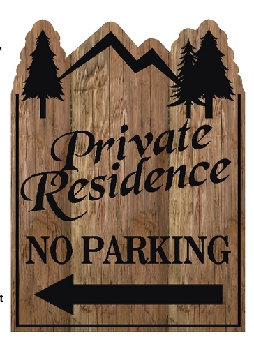 M22232 - Carved Wood Private Residence No Parking Sign