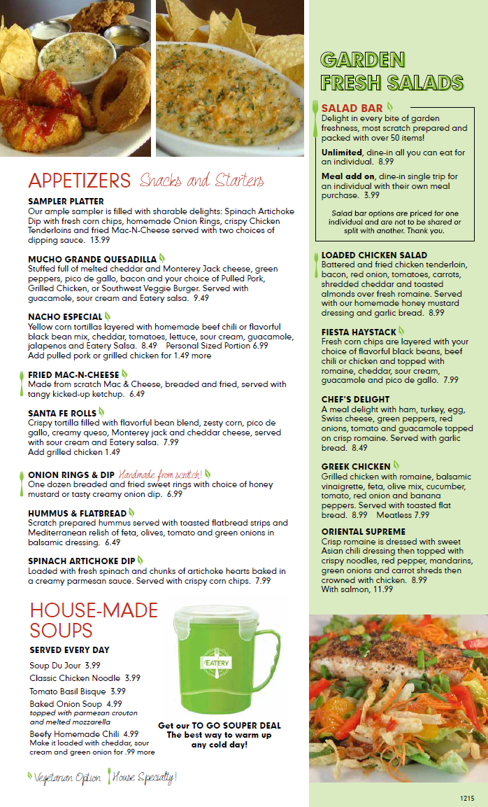 Lincoln NE MenuBreakfast, Lunch, Dinner Salad Bar