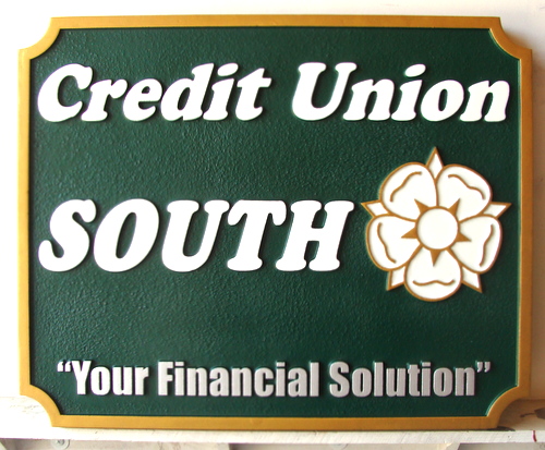 C12208 - Carved and Sandblasted HDU Credit Union Sign
