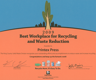 Printex Press Recycling & Waste Reduction Award