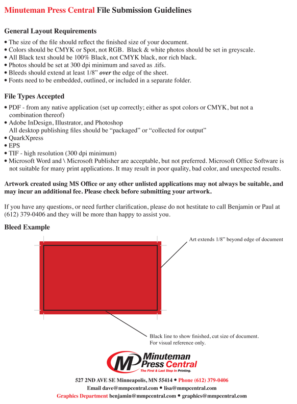 Minuteman Press Central File Submission Guidelines