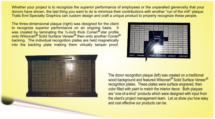 Custom Solid Surface and Wood Recognition Products