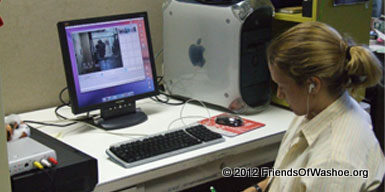 CHCI graduate student Maureen collects data from video records