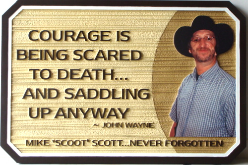 N23116 - Carved HDU Wall Memorial Plaque for a Cowboy, with Photo