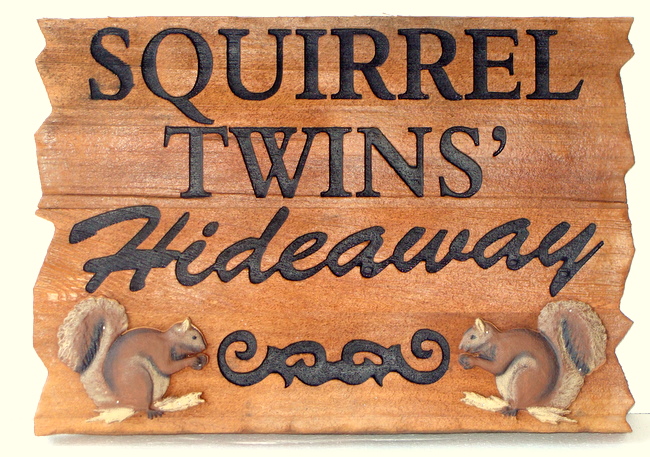 M22212 - Two Squirrel Rustic Property Name Sign