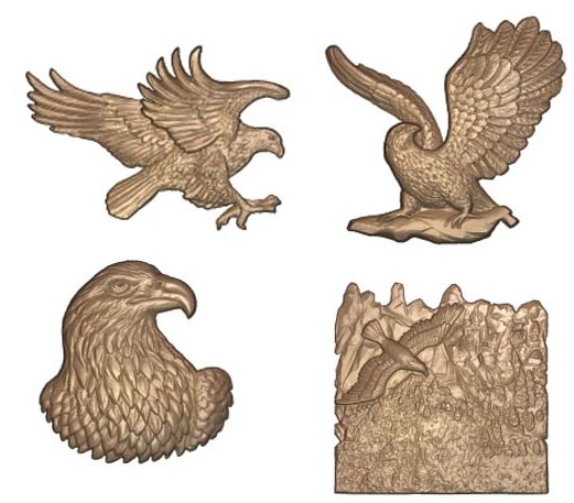 M22919 - 3D Carved Wood or HDU Appliques for Signs & Plaques - Eagles