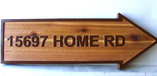 M22239 - Sandblasted Cedar Residence Address Arrow Sign