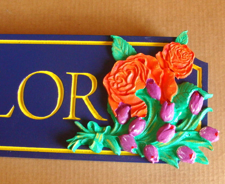 SA28314 - Detail of Carved Flowers for Sign SA28312