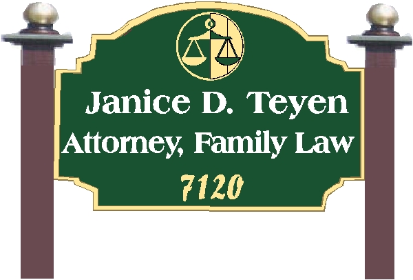 A10180 - Carved Wood Attorney Sign with Side Posts