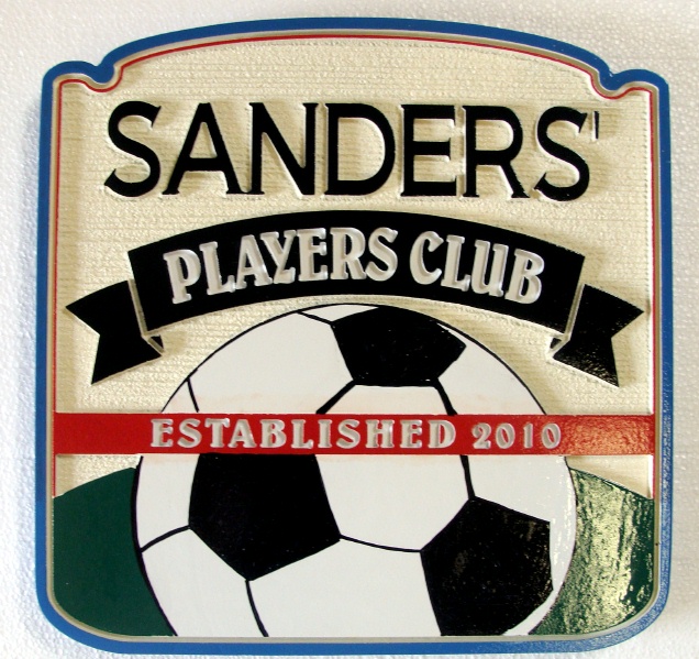 Y27305 - Carved Soccer Sports Bar  Plaque
