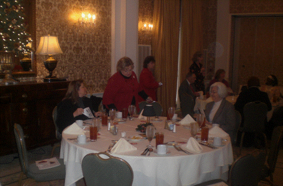 Judy Cook  and Nancy McFarlin at their table