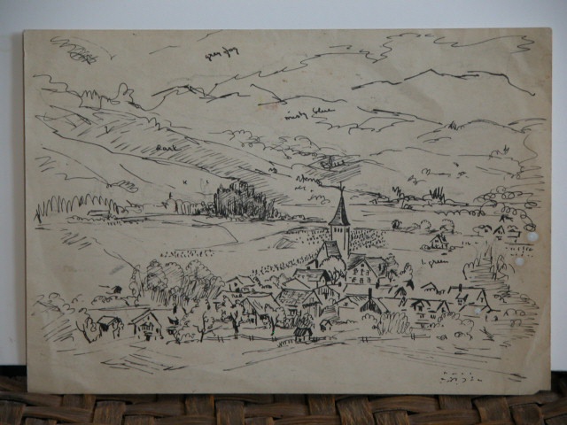 Village Scene Sketch