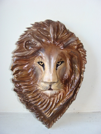 Q25047 - 3D Carved African Lions's Head for Applique on Sign or Plaque