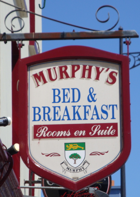 T29151 -  Hanging Wooden  Irish B&amp;B Sign and Wrought Iron Scroll Bar