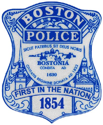 X33410 - Boston Police Badge Carved Wood Plaque