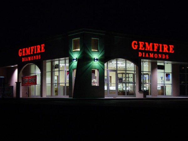 Red Channel Letters mounted on building