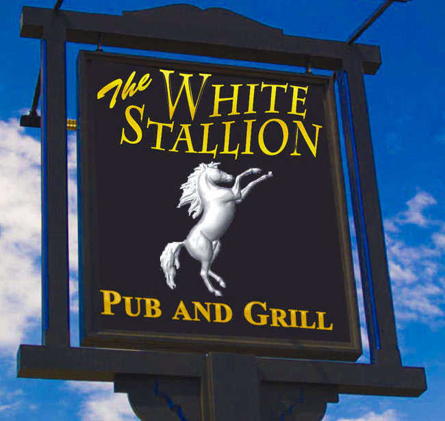 Y27685 - White Stallion Classic English Pub &amp; Grill Sign