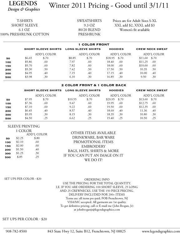Screen Printing Pricing