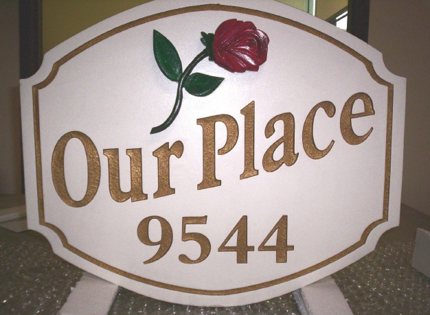 M2360 - Engraved HDU Sign with Carved Rose