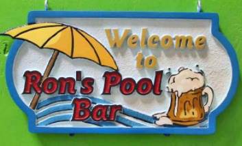 Y27201  - Tropical Pool Bar Sign with Umbrella and Surf