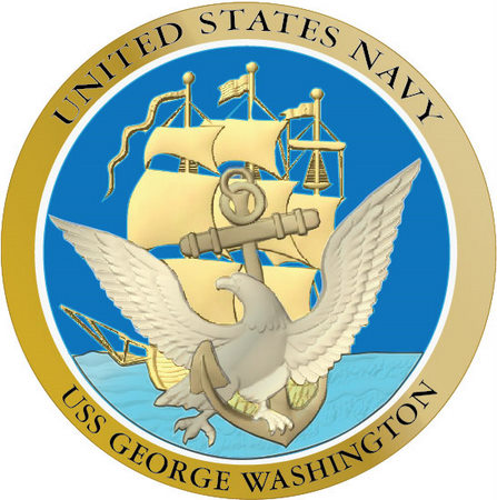V31215 - Carved Gold and Blue Navy Ship Seal Wall Plaque