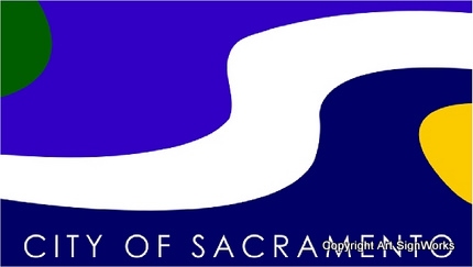 X33150 - Carved Wood Wall Plaque of the Flag of the City of Sacramento