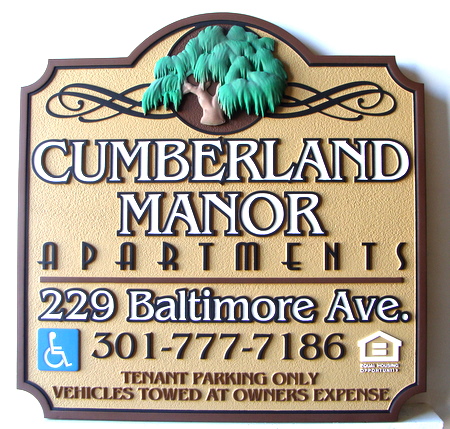 M8098 - Elegant Apartment Entrance Sign, made of Carved Urethane