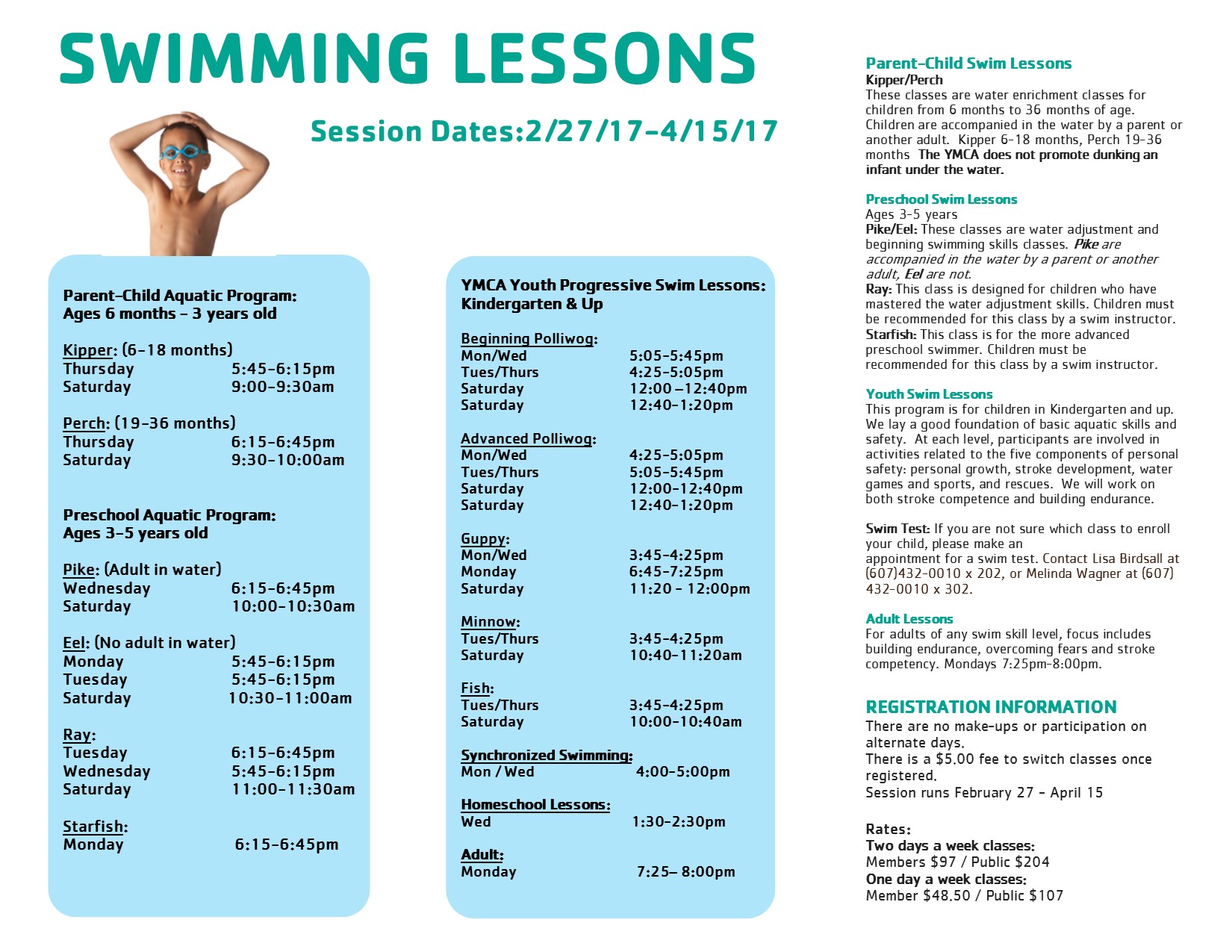 Aquatics Class Descriptions at the Oneonta Family YMCA