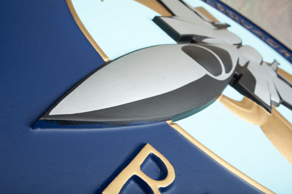 V31524 - Closeup View of 3D Carved HDU Wall Plaque for USAF 122nd Fighter Squadron (Bayou Militia)