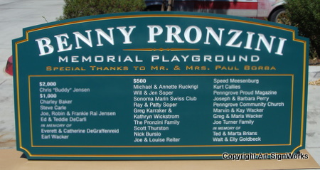 GA16465 - Wooden Playground Memorial Entrance Sign with Benefactor List