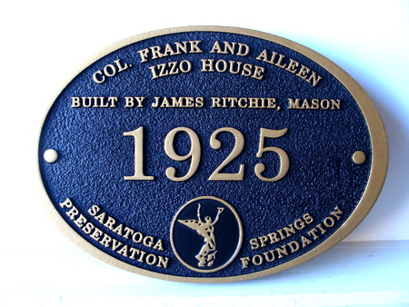 F15441- Carved Wood Historical House Plaque