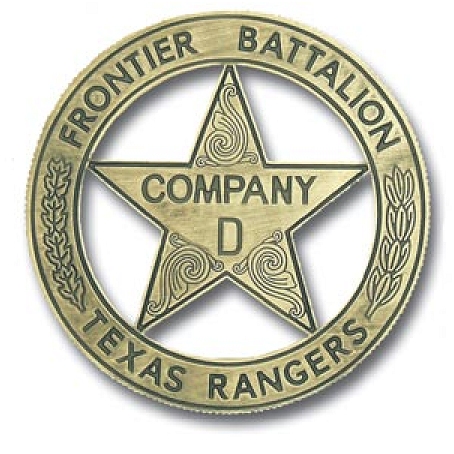X33455 - Carved Wood Wall Plaque of Historical Company D Texas Ranger Badge
