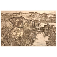 M22904  - 3D Carved Applique for Wood & HDU Signs and Plaques - Duck Hunting Scene with Retriever