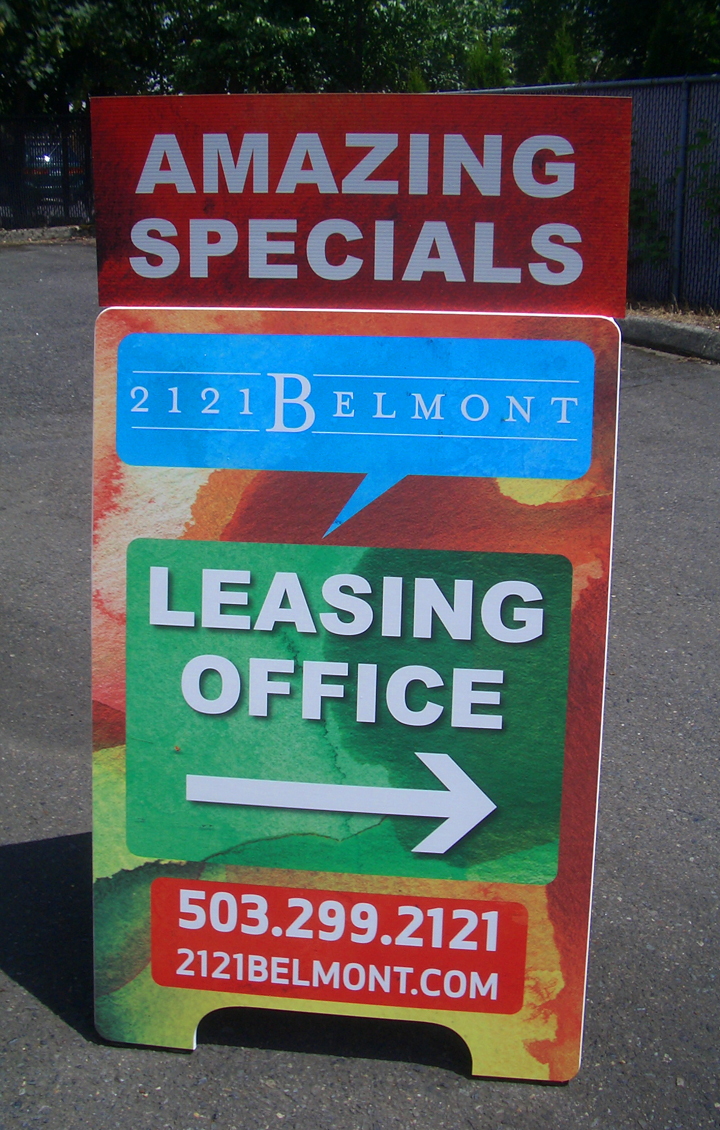 2121 Belmont A-board full color digital Print
