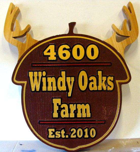 O24044A - Wood Address Sign for "Windy Oaks Farm"