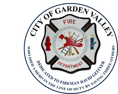 X33510 - Garden Valley Fire Department Seal Carved Wood Plaque