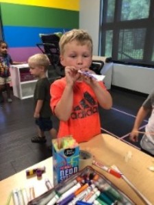 Boy creating craft