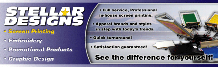 Steller Designs - Screen Printing, Embroidery, Promotional Products, Graphic Design